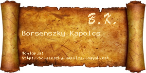 Borsenszky Kapolcs névjegykártya